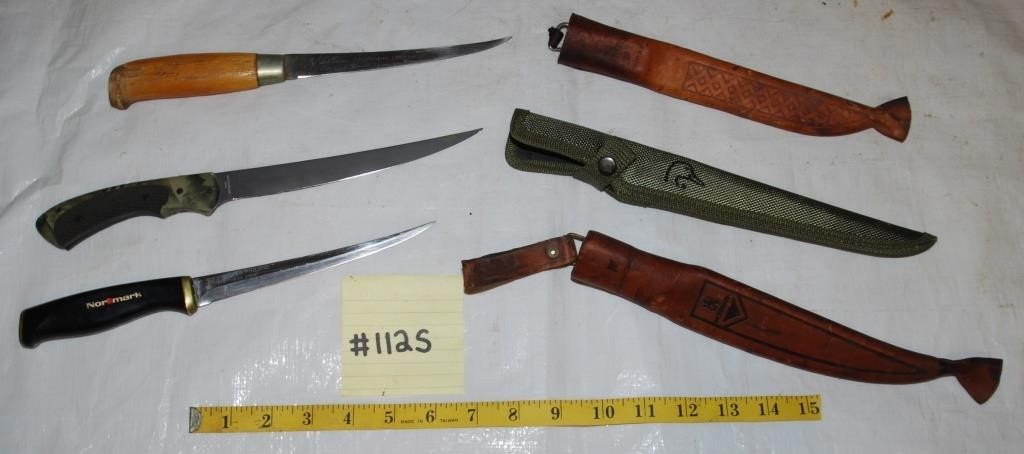 3 - FILLET KNIVES WITH SHEATHS