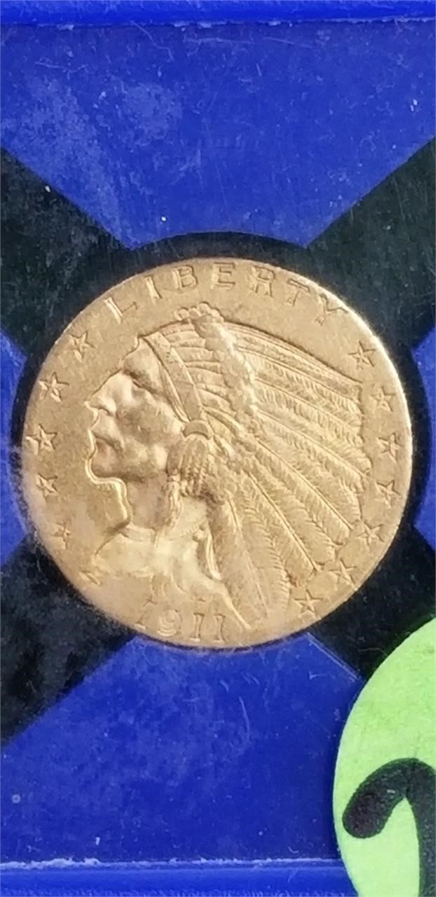 1911 INDIAN HEAD 2 1/2 DOLLAR GOLD COIN