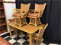 Bamboo Dining Table with 6 Swivel Chairs