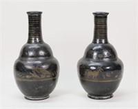 Pair of Decorated Pottery Vases