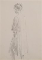 Saul Schary Drawing Portrait of a Woman