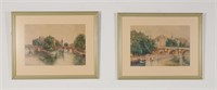 Pair of Pierre Laprade Watercolors Cityscapes