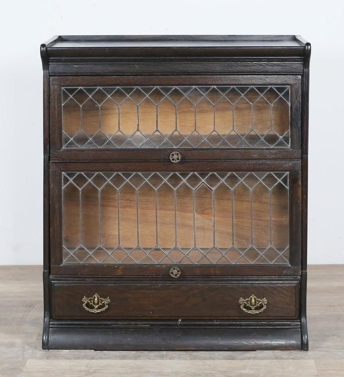 Barrister Bookcase With Leaded Glass Doors