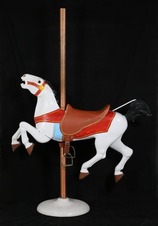 Polychromatic Carved Wooden Carousel Horse