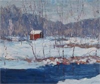 David Hahn Oil on Board Winter Landscape