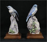Royal Worcester Pair Mountain Bluebird Figures