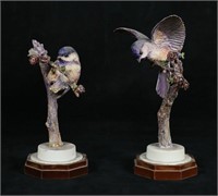 Royal Worcester Pair Chickadee & Larch Figures