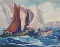 George Pearse Ennis Watercolor Sailboats