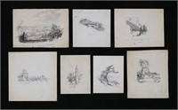 Frederick Sands Brunner 7 Pen & Ink Drawings