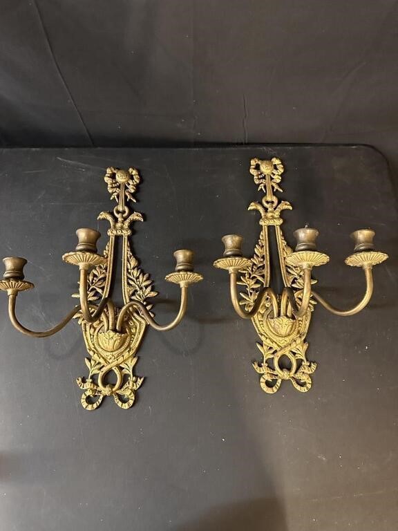 Set of Vintage Brass Wall Sconces