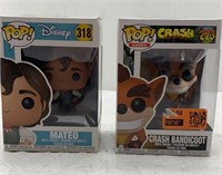 Funko pop Disney Mateo 318 and Crash Bandicoot