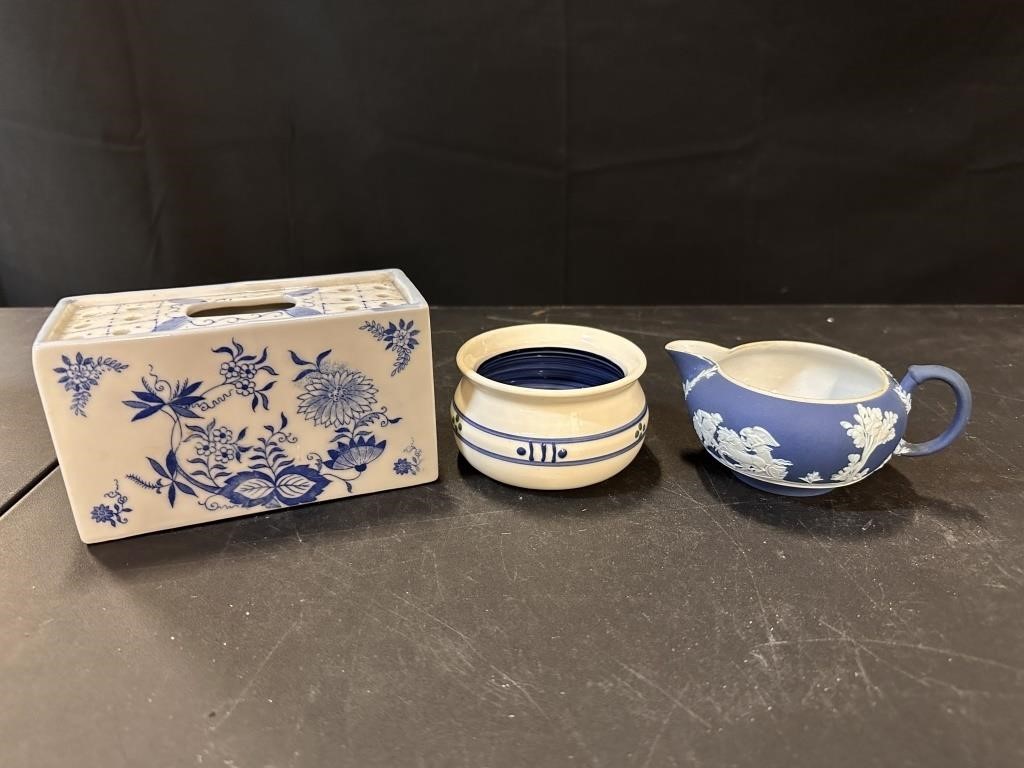 Blue and White Vase, Pot and Pitcher