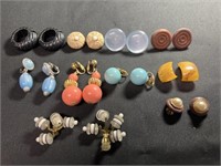 10 pair of vintage clip on earrings