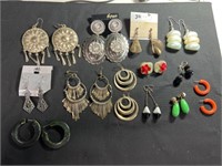 13 pair of vintage pierced earrings