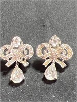 Vintage Trifari silver tone earrings with