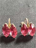 Vintage pink rhinestone earrings marked sterling