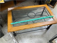 Metal, wood and glass coffee table