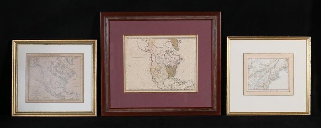 3 North America Maps, 18th & 19th Century