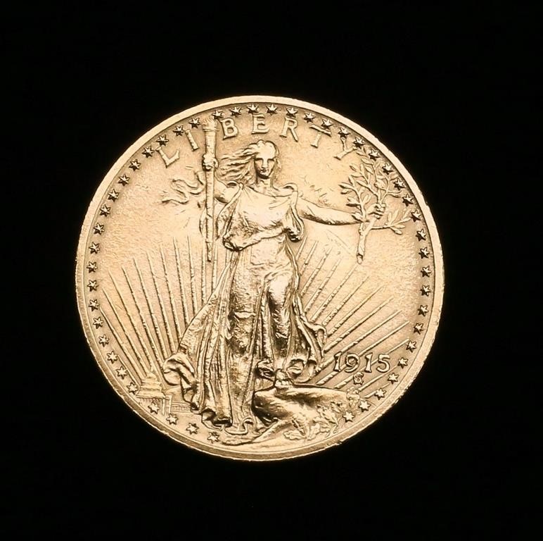 1915 Saint Gaudens $20 Gold Double Eagle Coin