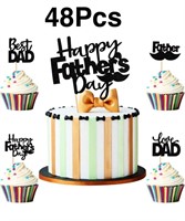48Pcs Ercadio Happy Father's Day Cupcake Toppers