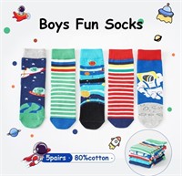 5Pairs Large BISOUSOX Fun Kids Crew Socks