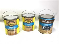 3 Full New Glallon Cans Cabots & Valspar Clear