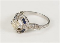 Vintage Platinum, Diamond & Sapphire Ring