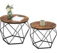 VASAGLE Round Coffee Table Set of 2, Small C