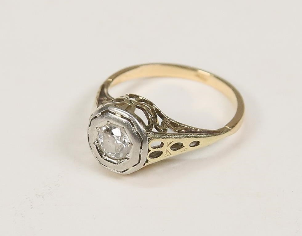Vintage Art Deco 14k Gold & Diamond Ring
