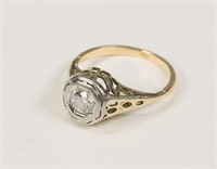 Vintage Art Deco 14k Gold & Diamond Ring