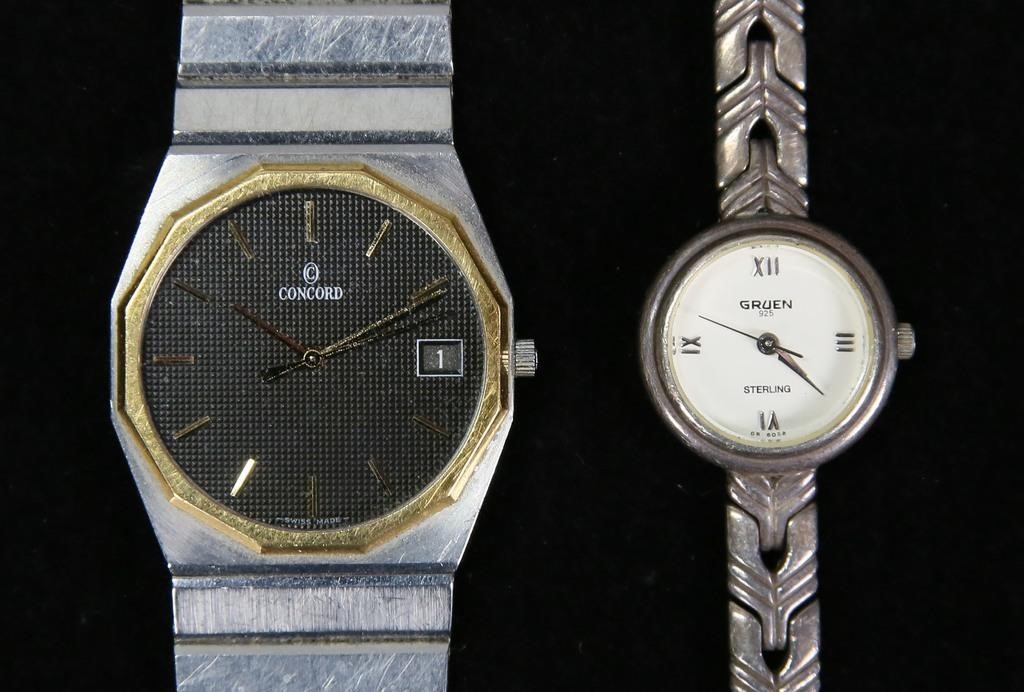 2 Watches Gruen Ladies Sterling & Concord Mariner