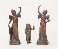 3 Bronze Figures Dancers & Child