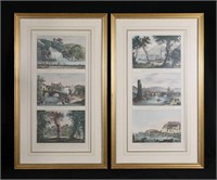 Pair of Italian Landscape Engraving Triptychs