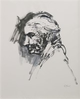Edwin Havas Ink Wash Portrait of Georgia O'Keeffe