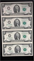 Currency Uncut Sheet (4) 2003-A $2 Federal