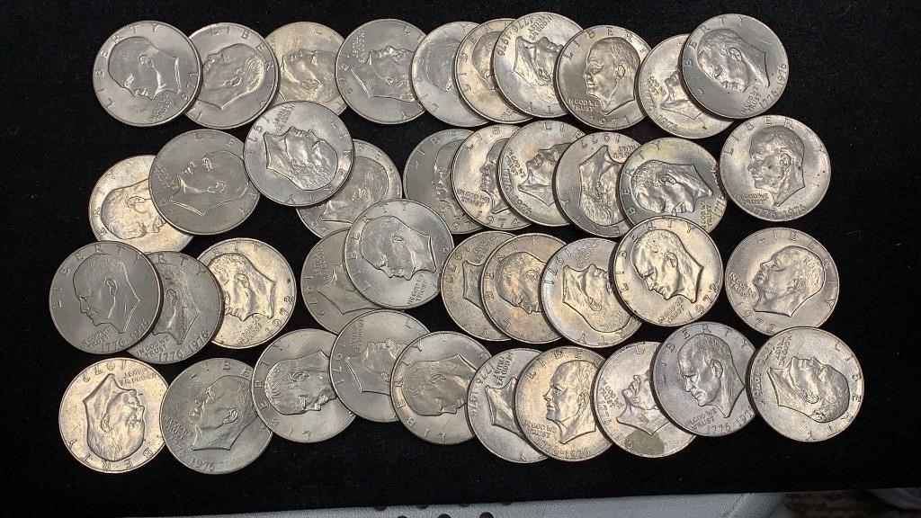 (40) Assorted Dates Clad Eisenhower Dollars