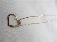 14k Gold Delicate 24" Heart Slider Necklace
