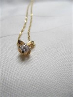 14k Gold Lady's 16" Necklace & Stone Pendant