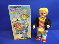 Vintage Tin Wind Up Musical Clown Toy ( Working )