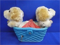 Wind Up Pups In Basket ( Working )