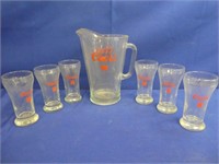 Coors Glass Pitcher & Glasses