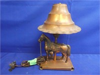 Vintage Copper Horse Lamp