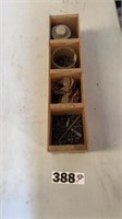 WOOD BOX WITH ASSORTED NAILS