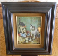 ANTIQUE CARL REICHERT "MISCHIEVOUS KITTENS" PRINT