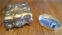 LARGE VICTORIAN JEWELRY CASKET AND DRESSER TRAY