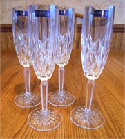 SET OF 4 WATERFORD CRYSTAL CHAMPAGNE GLASSES