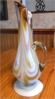 LARGE MCM HAND BLOWN STRETCH ART GLASS EWER