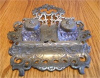 ANTIQUE VICTORIAN DOUBLE INKWELL