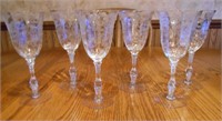 DEPRESSION GLASS ROSE POINT WATER/WINE GLASSES