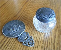 ANTIQUE DRESSER JAR AND MIRROR